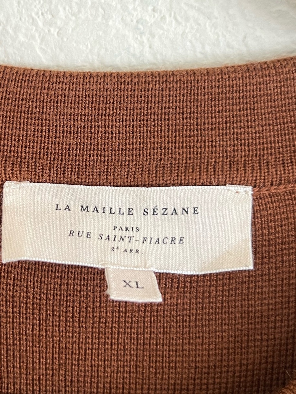 Sezane Betty Merino Wool Cardigan in Brown Hazelnut XL - Picture 3 of 5